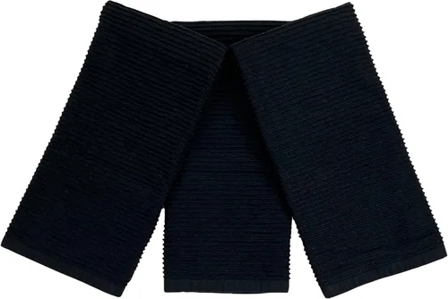 Vista 6 de Serafina Home Toallas de cocina de tamaño grande de color sólido negro: paño de 100 % algodón suave para limpieza y secado absorbente, con ribete