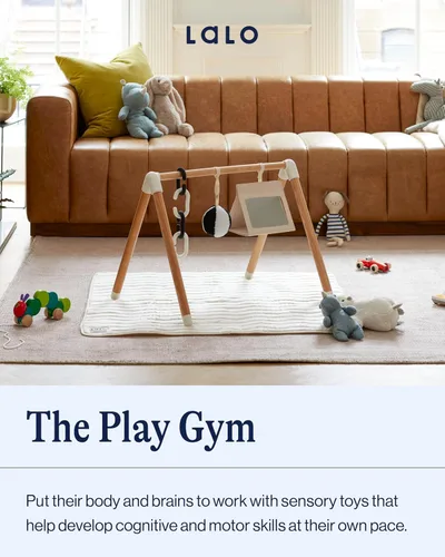 Vista 2 de Lalo Gimnasio y tapete de juegos para bebés y niños pequeños – Alfombra de juego ecológica Sage – Gimnasio y accesorios para bebés es fácil