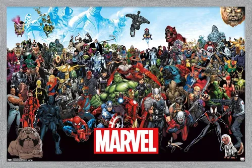 Vista 14 de Marvel Comics The Marvel Lineup - Póster de pared, 22.4 pulgadas de largo x 14.7 pulgadas de ancho, versión enmarcada de madera de granero