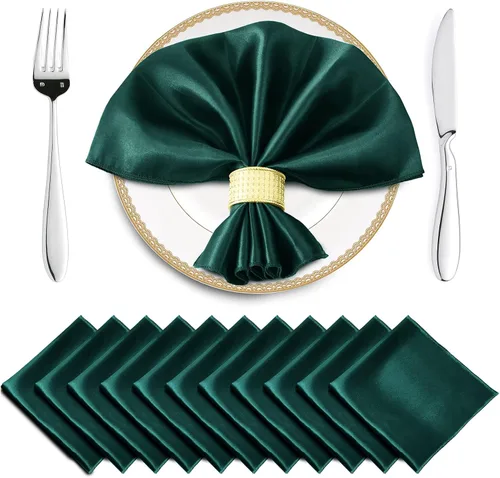 Vista 12 de Horbaunal Paquete de 30 servilletas de satén negro de 20 x 20 pulgadas, servilletas cuadradas suaves de tela sedosa, decoración de mesa para bodas
