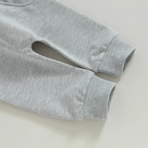 Vista 5 de Ropa de otoño e invierno, para bebé, niño, manga larga, cuello redondo, sudadera y pantalones, conjunto de chándal