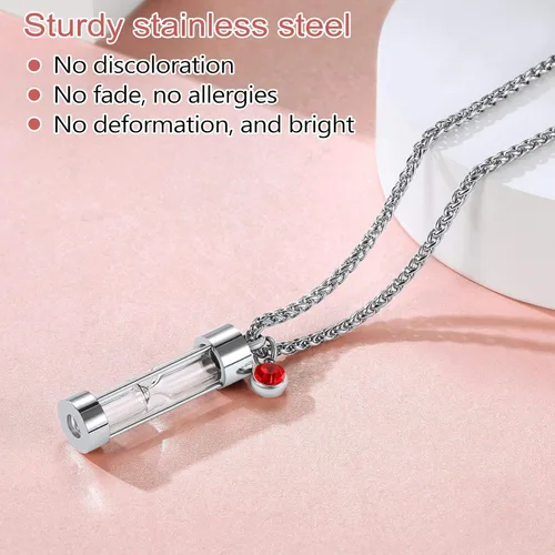 Vista 93 de FindChic Collares personalizados con urna para cenizas, barra vertical, gato, luna, reloj de arena, garra de perro, acero inoxidable, chapado en oro