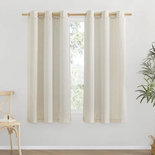 Vista 171 de NICETOWN - Cortinas de lino angora para ventana de cocina sobre el fregadero, con ojales, lino grueso angora, tratamientos cortos para ventanas
