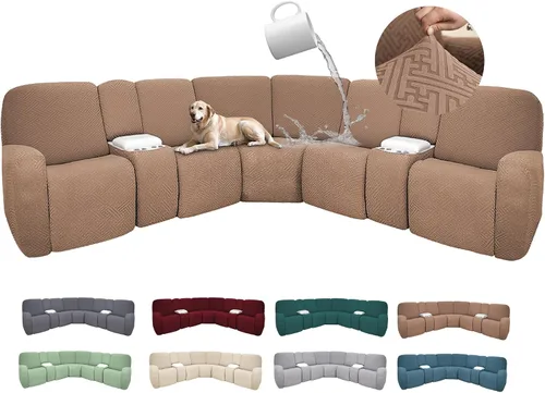 Vista 136 de Fundas de sofá reclinable seccional 100% impermeables para sofá reclinable en forma de L, funda de sofá modular de esquina en forma de L, fundas