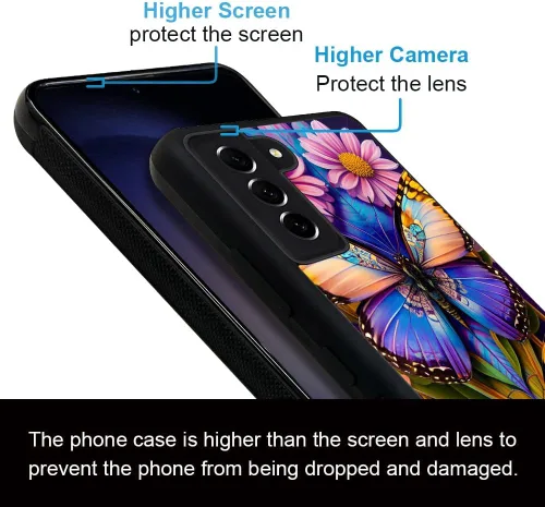 Vista 5 de Funda compatible con Samsung Galaxy S23 Plus, hermosa funda de mariposa Galaxy S23 Plus, delgada, suave, a prueba de golpes, de poliuretano