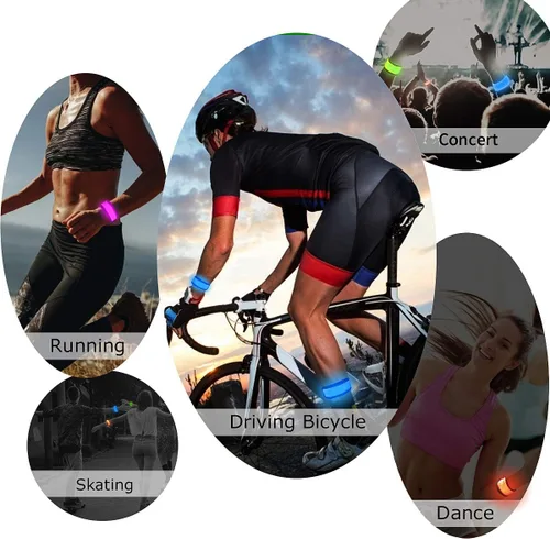Vista 7 de esonstyle Pack of 6 LED Light Up Band Slap Bracelets Night Safety Wrist Band for Cycling Walking Running Concert Camping Outdoor Sports