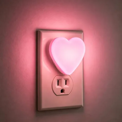 Vista 12 de Lindas luces nocturnas, luz nocturna de forma de corazón para guardería con sensores de luz, sensor automático de anochecer a amanecer, suave blanco