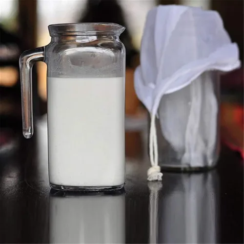 Vista 5 de Bolsa de leche de nueces de malla fina de alta calidad de 200 micrones para leche de almendras/leche de soja/yogur/jugo – gasa de nailon de malla
