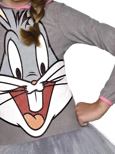 Vista 3 de Rubies Disfraz con capucha de Looney Tunes Bugs Bunny para niña, talla S