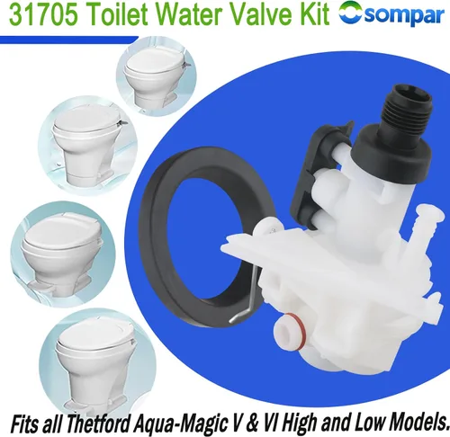 Vista 2 de Osompar 31705 Kit de válvula de agua de inodoro RV compatible con modelos Thetford Aqua Magic V altos y bajos