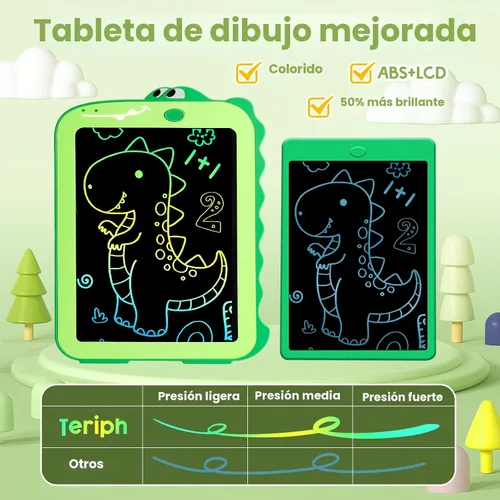 Vista 7 de Teriph Tableta de escritura LCD para niños, juguetes coloridos para niños pequeños, juguetes educativos para niños, juguete de dinosaurio para niños