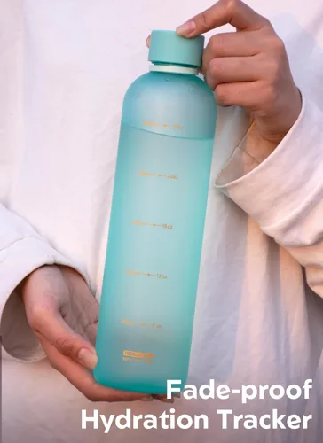 Vista 5 de Opard Botella de agua delgada de 32 onzas, botella de agua de plástico apta para lavavajillas, sin BPA, parte superior de rosca a prueba de fugas