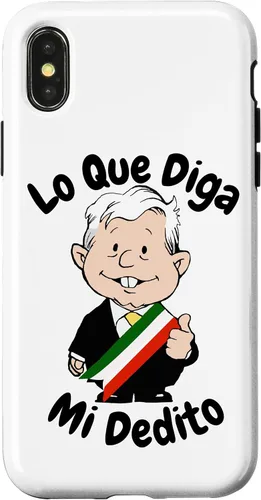 Vista 5 de Funda para iPhone 16 Lo Que Diga Mi Dedito Divertida Caricatura AMLO Amlito México 4T