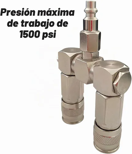 Vista 5 de Conector de manguera de aire - Divisor de manguera de aire de 2 vías, accesorios para compresores de aire, conectores giratorios de 360 grados