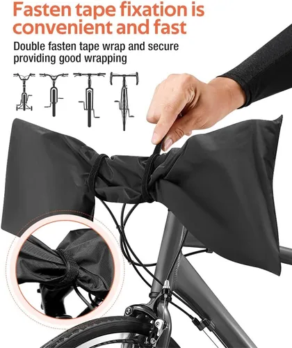 Vista 4 de Cubierta de bicicleta de 2 piezas para manillar, fácil de instalar y desmontar. Cubierta de manillar de bicicleta estándar 2P / 1P grande impermeable