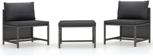 Vista 11 de Sofá de patio de 3 plazas con cojines, cómodo sofá, sofá al aire libre, sofá de patio, muebles de exterior, para patio, porche, césped, jardín o Gris