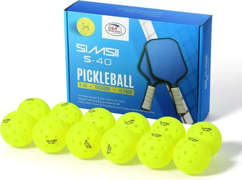 Vista 9 de S-40 - Pelotas de pickleball para exteriores, 40 agujeros, aprobadas por la USAPA, material de polietileno duradero, construcción sin costuras