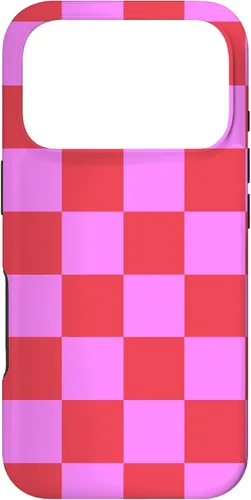 Vista 30 de Funda femenina con patrón de mujer rosa y rojo a cuadros para iPhone 17