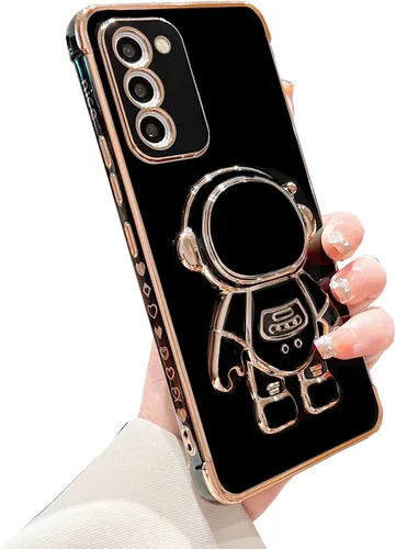 Vista 41 de phylla para Samsung Galaxy A12 Funda de Teléfono con Soporte Oculto de Astronauta Chapado en Oro de Lujo Lindo Astronauta Lateral Lindo