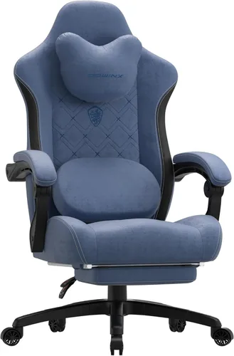 Vista 12 de Dowinx Silla de Juegos con Soporte Lumbar de Masaje con Calentamiento, Sillas de Tela Grandes y Altas para Adultos con Reposapiés, Silla de Juego