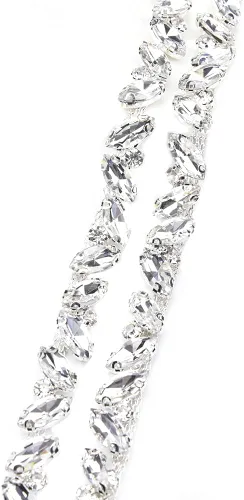 Vista 4 de Aplique de cadena de diamantes de imitación de cristal brillante de 1 yarda, decoración brillante, artesanía de costura flexible, adorno de disfraz