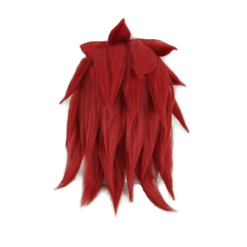 Vista 2 de Peluca de cosplay larga de color rojo con barba para anime (sin necesidad de procesamiento)
