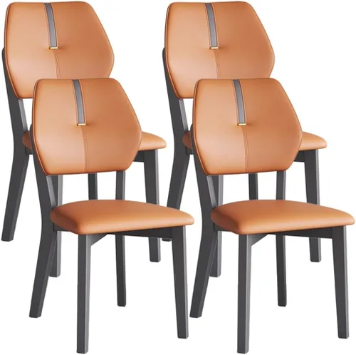 Vista 12 de YVYKFZD Solid Wood Dining Chairs Set, Leather Dining Room Chair, Armless Kitchen Chairs with Back, Upholstered Living Room Chair, for Bedroom Dark