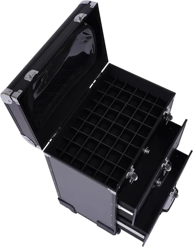 Vista 3 de Estuche de uñas rodante, caja de tren de maquillaje profesional, organizador de almacenamiento de carro cosmético, salón de belleza para peluquería