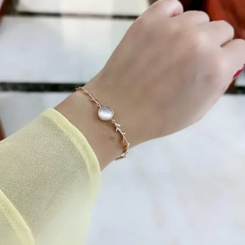 Vista 2 de 2024 New Charm Round Opal Stone Branches Shaped Bracelet For Women Rose Gold Color Fashion Jewelry Accessories