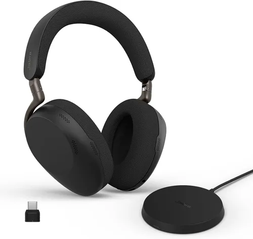 Vista 21 de Jabra Evolve3 85 - Auriculares inalámbricos Bluetooth con micrófono para el trabajo, USB-A, tecnología de llamada de voz AI, cancelación activa