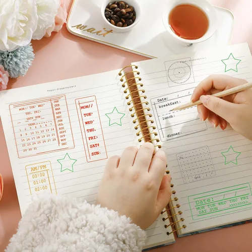 Vista 7 de Zonon 18 Piezas Sellos de Diario Sellos Transparentes para Diario, 4 Hojas Plantillas de Planificador de Calendario de Silicona para Bullet Journal