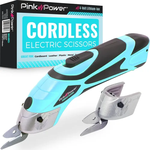 Vista 8 de Pink Power Tijeras Eléctricas Inalámbricas Cortador de Tela para Manualidades, Cajas, Costura, Alfombras y Álbumes de Recortes - Cizallas Rotativas