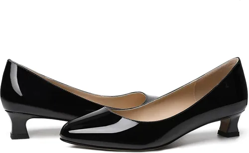 Vista 6 de SKYSTERRY Zapatos de vestir de oficina para mujer, punta redonda, carrete de patente, tacón bajo, zapatos de vestir de oficina de 1.5 pulgadas