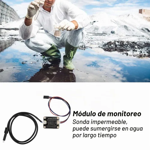 Vista 2 de Garosa Sensor de conductividad de agua, probador de monitoreo de calidad líquida hidropónica con sonda impermeable para uso doméstico