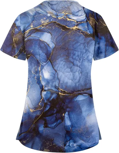 Vista 2 de Under Scrub Tops - Camiseta de manga corta transpirable con cuello en V y bolsillos para mujer