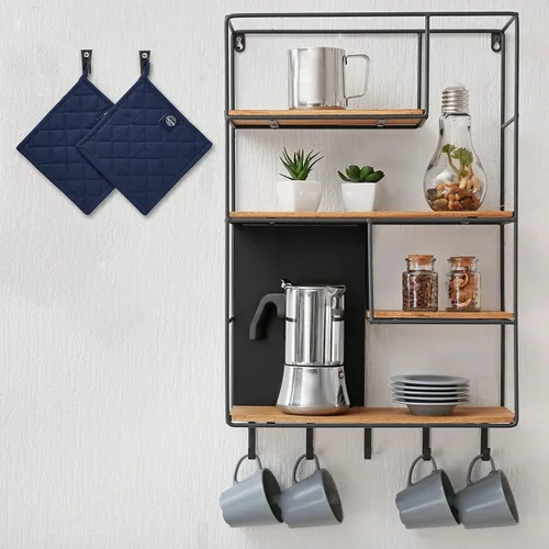 Vista 6 de Encasa XO Soportes para ollas, almohadillas acolchadas para cocina, 8 x 8 Azul escocés
