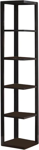 Vista 3 de King's Brand - Estantería esquinera de madera de 5 niveles, acabado espresso