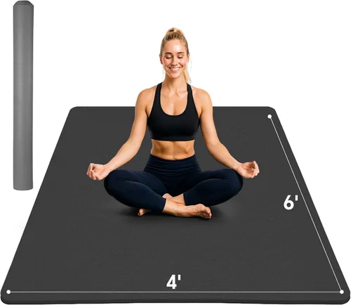 Vista 10 de Stepwaver Esterilla de yoga extragrande de 6 x 4 pies (1/3 pulgadas y 1/4 pulgadas de grosor), antideslizante, ultra duradera, amplia alfombrilla