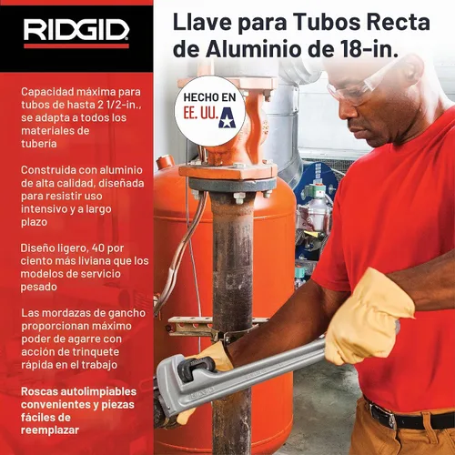 Vista 2 de RIDGE TOOL CO llave de aluminio para tubos. Capacidad de tubo 1-1/2