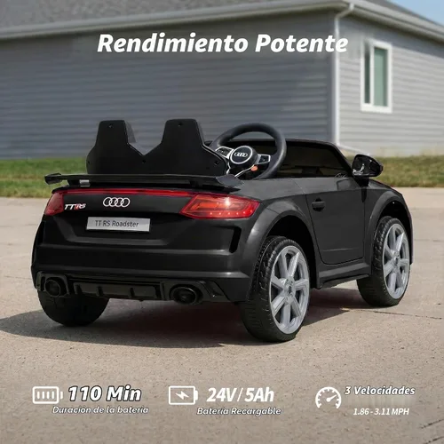 Vista 4 de Audi TTRS - Juguetes de paseo de 24 V, coche eléctrico para niños pequeños con control remoto Negro
