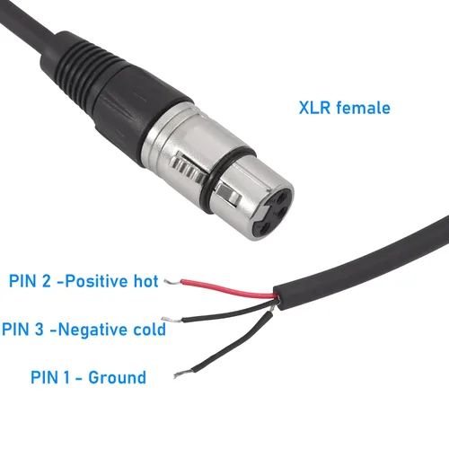 Vista 3 de Cable de coleta XLR de 3 pines M/F a 3 alambres con tubos termorretráctiles, 2 piezas 1 kit macho más 1 hembra, perfecto para reemplazo