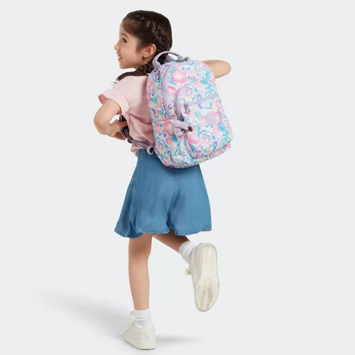 Vista 4 de Kipling Seúl - Mochila pequeña para tableta, diseño de flores acuáticas, talla única