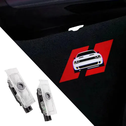 Vista 8 de 2 piezas de luces para puerta de auto con logotipo no desteñido Compatibles con Challenger 2015-presente, lámparas de proyección de luz LED
