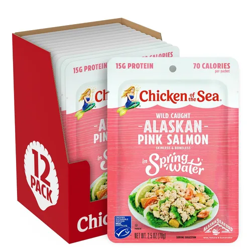 Vista 18 de Pollo del mar sin piel y sin hueso Pacífico ahumado salmón, bolsa de 3 onzas (paquete de 12)