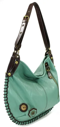Vista 8 de Chala Bolsos de mano, estilo casual, suave, grande hombro o bolso cruzado con llavero, color verde azulado, Búho