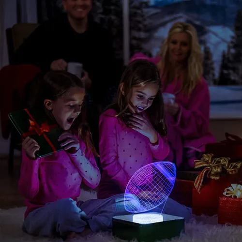 Vista 4 de Lámpara de fútbol 3D Luz nocturna: Regalos para niños y niñas con control remoto táctil, varios colores con brillo ajustable, alimentada por