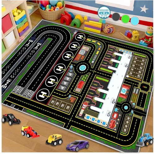 Vista 14 de Alfombra de coche para niños, alfombra de avión, alfombra de juego para autos de juguete, alfombra de pista de estacionamiento del aeropuerto
