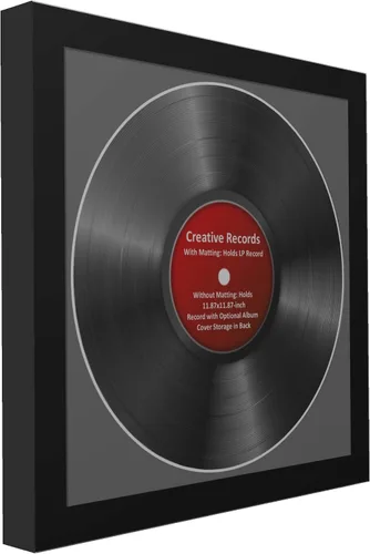 Vista 3 de Creative Picture Frames 4Pk-Lp12.5X12.5Bk-B Lp - Marco para álbum de vinilo con paspartú negro, inserto de disco Lp, vidrio y colgador de pared