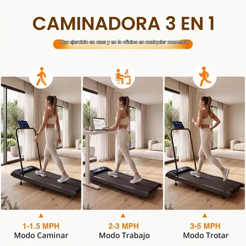 Vista 7 de Walking with Incline Pad and Handle Bar, 2.5HP Low Noise Treadmill, 270lbs