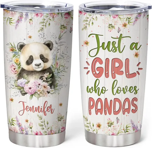 Vista 24 de Hyturtle Regalos personalizados para los amantes de los osos – Just A Girl Who Loves Bears - Vaso de acero inoxidable con nombre personalizado de 20